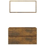 vidaXL Set mobilier de baie, 2 piese, stejar fumuriu, lemn prelucrat vidaXL Set mobilier de baie, 2 piese, stejar fumuriu, lemn prelucrat
