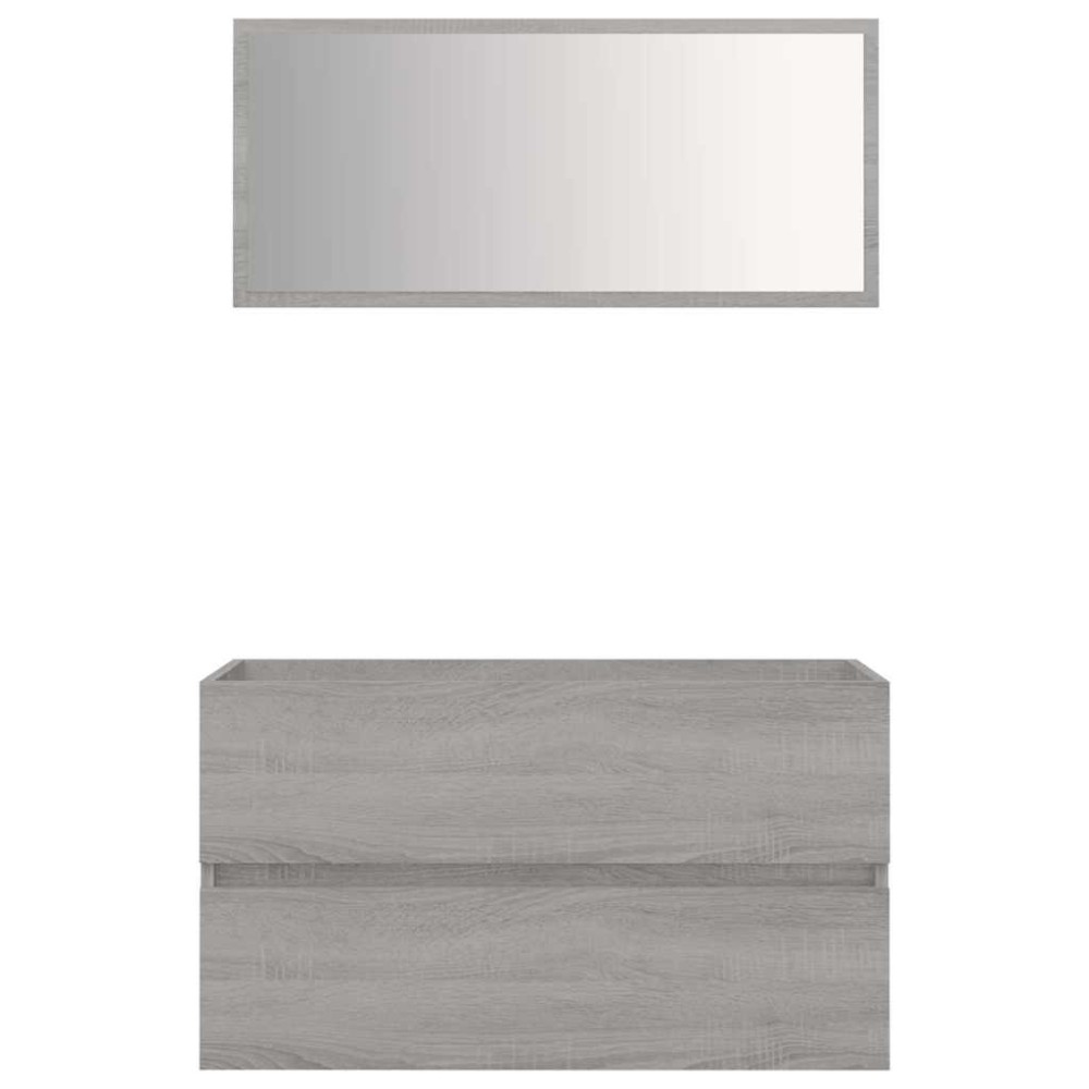 vidaXL Set mobilier de baie, 2 piese, gri sonoma, lemn prelucrat