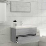 vidaXL Set mobilier de baie, 2 piese, gri sonoma, lemn prelucrat vidaXL Set mobilier de baie, 2 piese, gri sonoma, lemn prelucrat