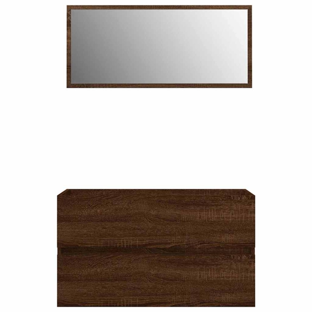 vidaXL Set mobilier de baie, 2 piese, stejar maro, lemn prelucrat