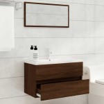 vidaXL Set mobilier de baie, 2 piese, stejar maro, lemn prelucrat vidaXL Set mobilier de baie, 2 piese, stejar maro, lemn prelucrat