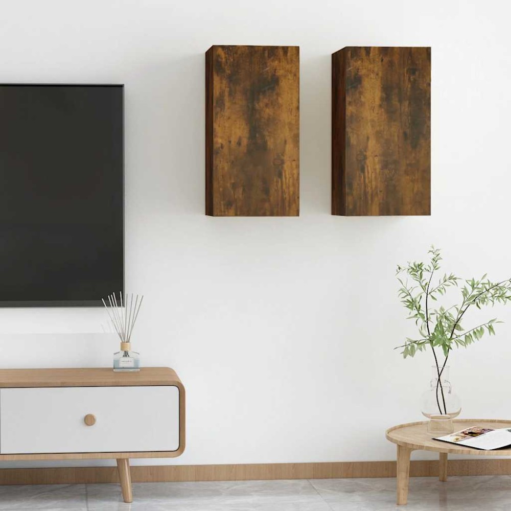 vidaXL Comode TV, 2 buc., stejar fumuriu, 30,5x30x60 cm lemn prelucrat