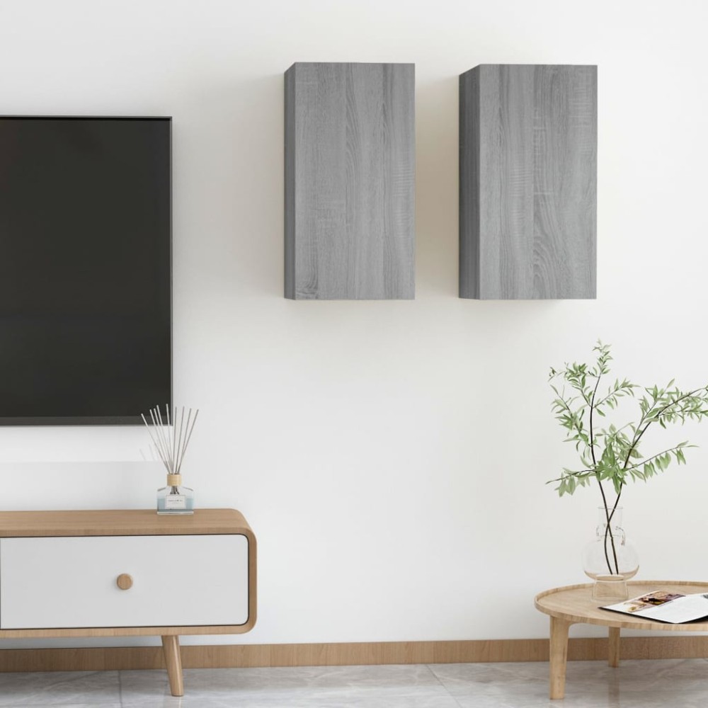 vidaXL Comode TV, 2 buc., gri sonoma, 30,5x30x60 cm, lemn prelucrat