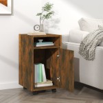 vidaXL Dulap lateral cu roți stejar afumat 33x38x60 cm lemn prelucrat