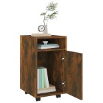 vidaXL Dulap lateral cu roți stejar afumat 33x38x60 cm lemn prelucrat