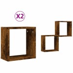 vidaXL Rafturi cuburi de perete 2 buc Stejar afumat 30x15x30 cm vidaXL Rafturi cuburi de perete 2 buc Stejar afumat 30x15x30 cm