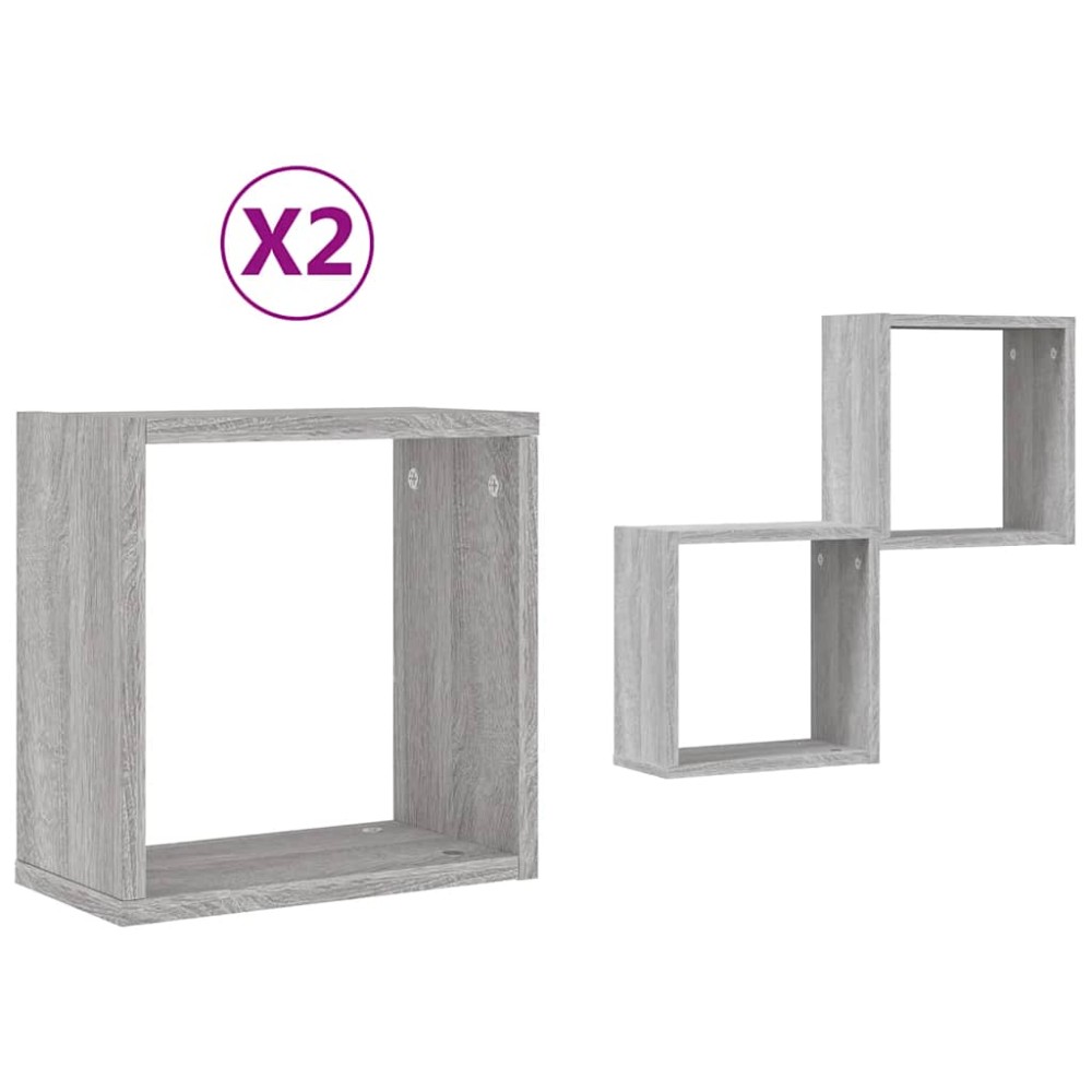 vidaXL Rafturi cuburi de perete 2 buc Gri Sonoma 30x15x30 cm