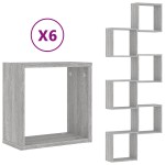 vidaXL Rafturi cub de perete 6 buc Gri Sonoma 30x15x30 cm vidaXL Rafturi cub de perete 6 buc Gri Sonoma 30x15x30 cm