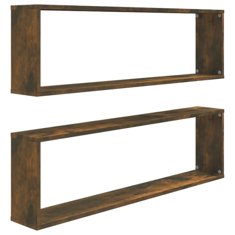 vidaXL Rafturi de perete cub, 2 buc., stejar fumuriu 100x15x30 cm lemn