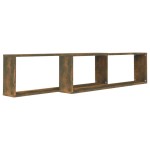 vidaXL Rafturi de perete cub, 2 buc., stejar fumuriu 100x15x30 cm lemn