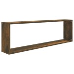 vidaXL Rafturi de perete cub, 2 buc., stejar fumuriu 100x15x30 cm lemn