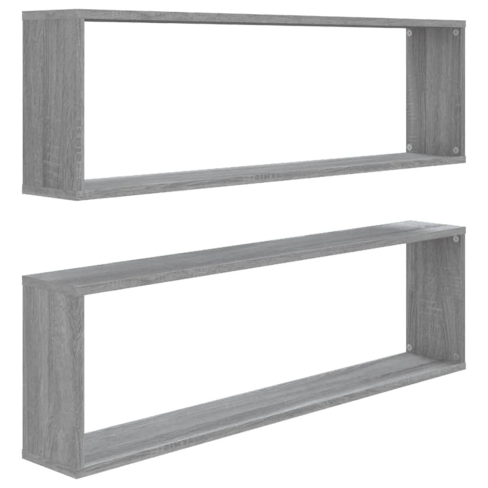 vidaXL Rafturi de perete cub, 2 buc., gri sonoma, 100x15x30 cm, lemn