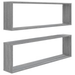 vidaXL Rafturi de perete cub, 2 buc., gri sonoma, 100x15x30 cm, lemn vidaXL Rafturi de perete cub, 2 buc., gri sonoma, 100x15x30 cm, lemn