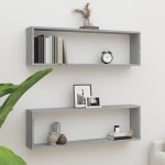 vidaXL Rafturi de perete cub, 2 buc., gri sonoma, 100x15x30 cm, lemn vidaXL Rafturi de perete cub, 2 buc., gri sonoma, 100x15x30 cm, lemn