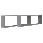 vidaXL Rafturi de perete cub, 2 buc., gri sonoma, 100x15x30 cm, lemn vidaXL Rafturi de perete cub, 2 buc., gri sonoma, 100x15x30 cm, lemn