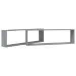 vidaXL Rafturi de perete cub, 2 buc., gri sonoma, 100x15x30 cm, lemn vidaXL Rafturi de perete cub, 2 buc., gri sonoma, 100x15x30 cm, lemn