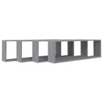 vidaXL Rafturi de perete cub, 4 buc., gri sonoma, 100x15x30 cm, lemn