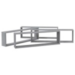 vidaXL Rafturi de perete cub, 4 buc., gri sonoma, 100x15x30 cm, lemn