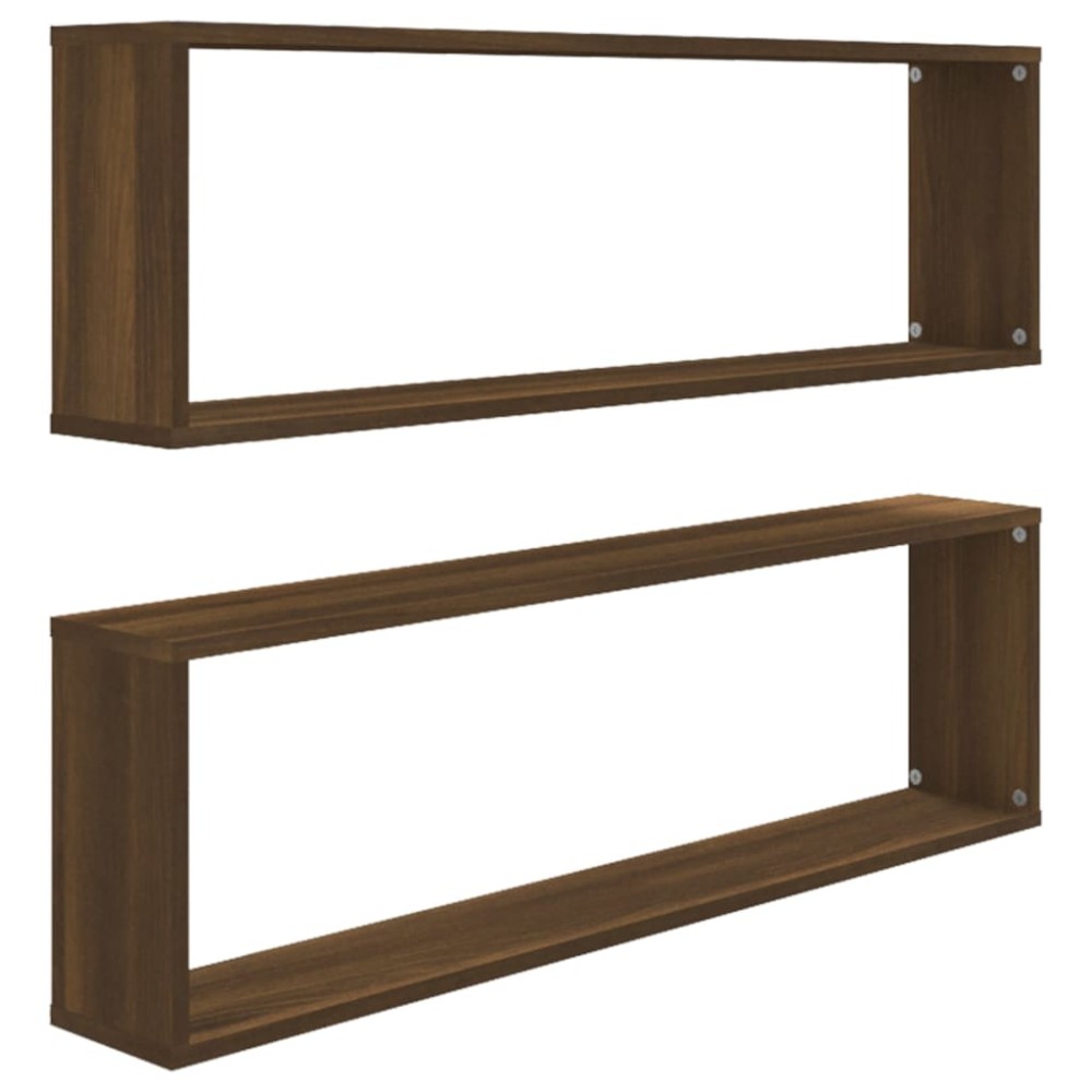 vidaXL Rafturi de perete cub, 2 buc., stejar maro 100x15x30 cm lemn