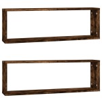 vidaXL Rafturi de perete cub, 2 buc. stejar fumuriu 80x15x26,5 cm lemn vidaXL Rafturi de perete cub, 2 buc. stejar fumuriu 80x15x26,5 cm lemn