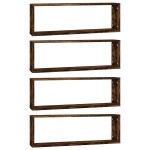 vidaXL Rafturi de perete cub, 4 buc. stejar fumuriu 80x15x26,5 cm lemn