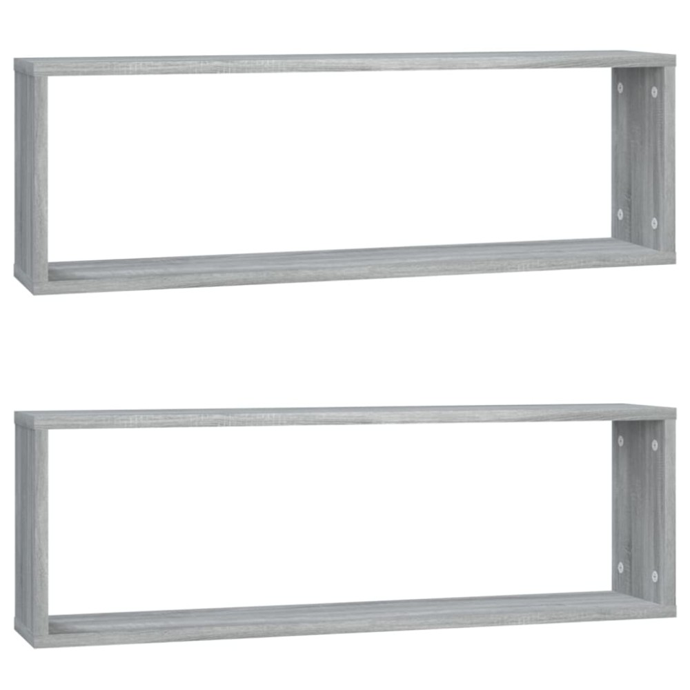 vidaXL Rafturi de perete cub, 2 buc., gri sonoma, 80x15x26,5 cm, lemn
