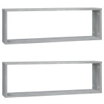 vidaXL Rafturi de perete cub, 2 buc., gri sonoma, 80x15x26,5 cm, lemn vidaXL Rafturi de perete cub, 2 buc., gri sonoma, 80x15x26,5 cm, lemn