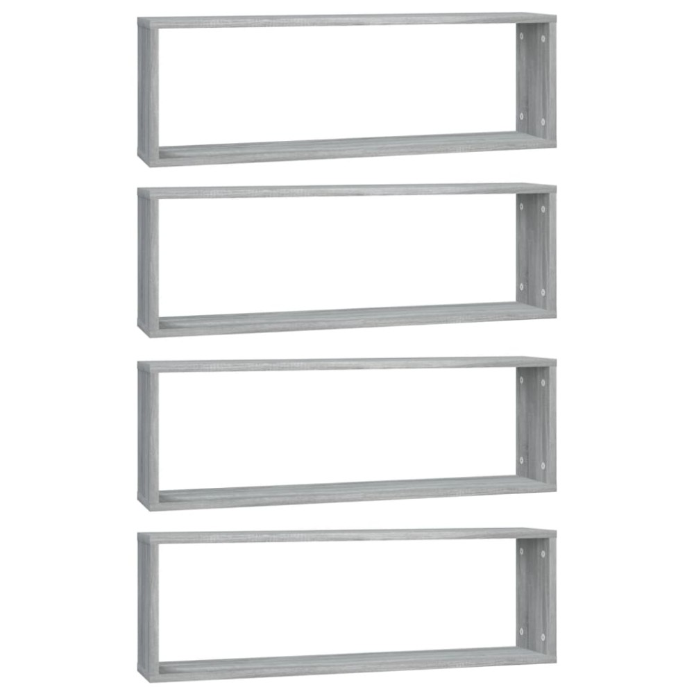 vidaXL Rafturi de perete cub, 4 buc., gri sonoma, 80x15x26,5 cm, lemn