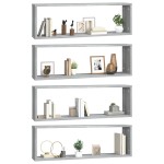vidaXL Rafturi de perete cub, 4 buc., gri sonoma, 80x15x26,5 cm, lemn