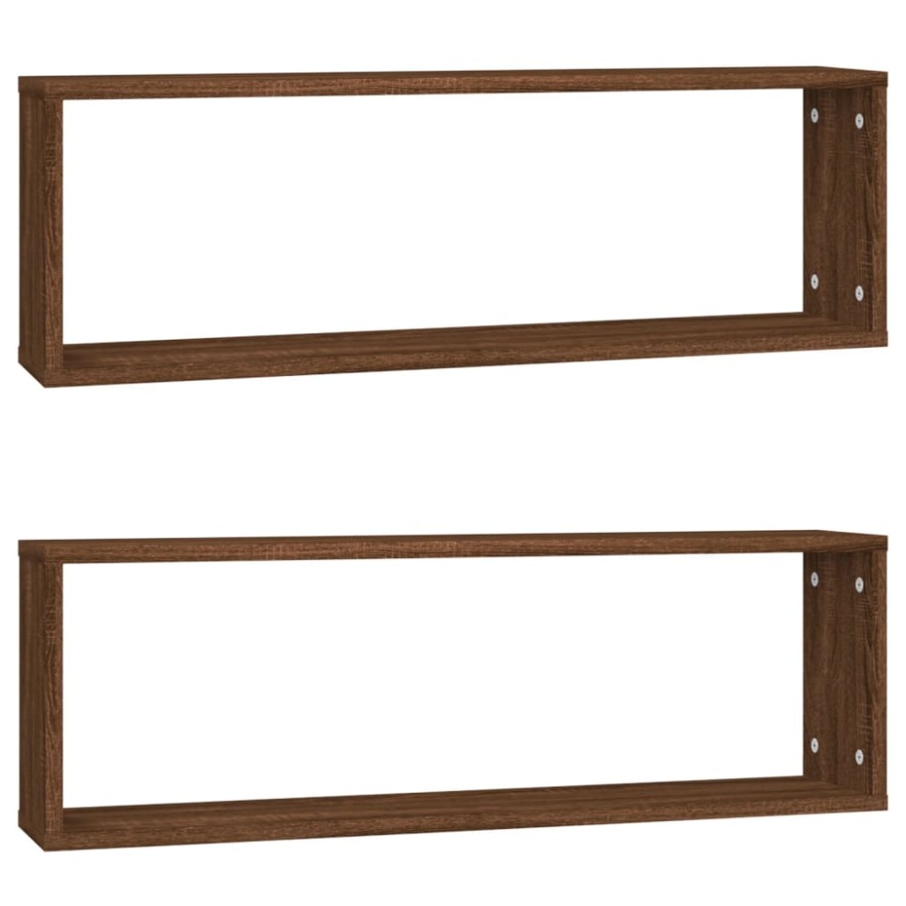 vidaXL Rafturi de perete cub, 2 buc. stejar maro, 80x15x26,5 cm, lemn