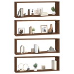 vidaXL Rafturi de perete cub, 4 buc. stejar maro, 80x15x26,5 cm, lemn vidaXL Rafturi de perete cub, 4 buc. stejar maro, 80x15x26,5 cm, lemn