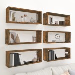 vidaXL Rafturi de perete cub, 6 buc., stejar fumuriu 60x15x23 cm, lemn vidaXL Rafturi de perete cub, 6 buc., stejar fumuriu 60x15x23 cm, lemn