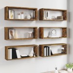 vidaXL Rafturi de perete cub, 6 buc., stejar fumuriu 60x15x23 cm, lemn vidaXL Rafturi de perete cub, 6 buc., stejar fumuriu 60x15x23 cm, lemn