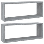 vidaXL Rafturi de perete cub, 2 buc., gri sonoma, 60x15x23 cm, lemn vidaXL Rafturi de perete cub, 2 buc., gri sonoma, 60x15x23 cm, lemn