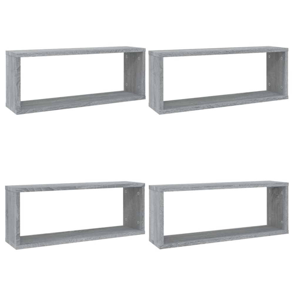 vidaXL Rafturi de perete cub, 4 buc., gri sonoma, 60x15x23 cm, lemn