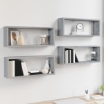 vidaXL Rafturi de perete cub, 4 buc., gri sonoma, 60x15x23 cm, lemn vidaXL Rafturi de perete cub, 4 buc., gri sonoma, 60x15x23 cm, lemn