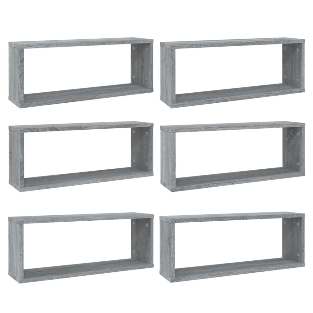 vidaXL Rafturi de perete cub, 6 buc., gri sonoma, 60x15x23 cm, lemn
