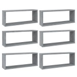 vidaXL Rafturi de perete cub, 6 buc., gri sonoma, 60x15x23 cm, lemn