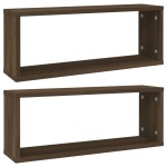 vidaXL Rafturi de perete cub, 2 buc., stejar maro, 60x15x23 cm, lemn