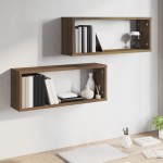vidaXL Rafturi de perete cub, 2 buc., stejar maro, 60x15x23 cm, lemn