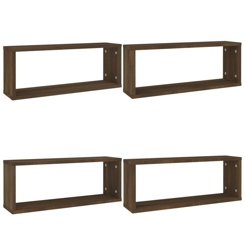 vidaXL Rafturi de perete cub, 4 buc., stejar maro, 60x15x23 cm, lemn