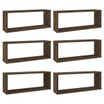 vidaXL Rafturi de perete cub, 6 buc., stejar maro, 60x15x23 cm, lemn