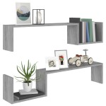 vidaXL Rafturi colț perete 2 buc sonoma gri 100x15x20cm lemn prelucrat vidaXL Rafturi colț perete 2 buc sonoma gri 100x15x20cm lemn prelucrat