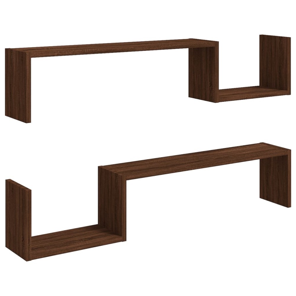 vidaXL Raft colț perete 2 buc. stejar maro 100x15x20 cm lemn prelucrat