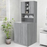 vidaXL Dulap mașină de spălat, gri sonoma, 70,5x25,5x90 cm vidaXL Dulap mașină de spălat, gri sonoma, 70,5x25,5x90 cm
