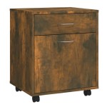 vidaXL Dulap cu roți, stejar fumuriu, 45x38x54 cm, lemn prelucrat