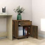 vidaXL Dulap cu roți, stejar fumuriu, 45x38x54 cm, lemn prelucrat