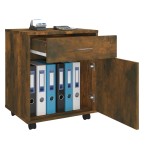 vidaXL Dulap cu roți, stejar fumuriu, 45x38x54 cm, lemn prelucrat