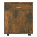 vidaXL Dulap cu roți, stejar fumuriu, 45x38x54 cm, lemn prelucrat