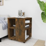 vidaXL Dulap cu roți, stejar fumuriu, 60x53x72 cm, lemn prelucrat